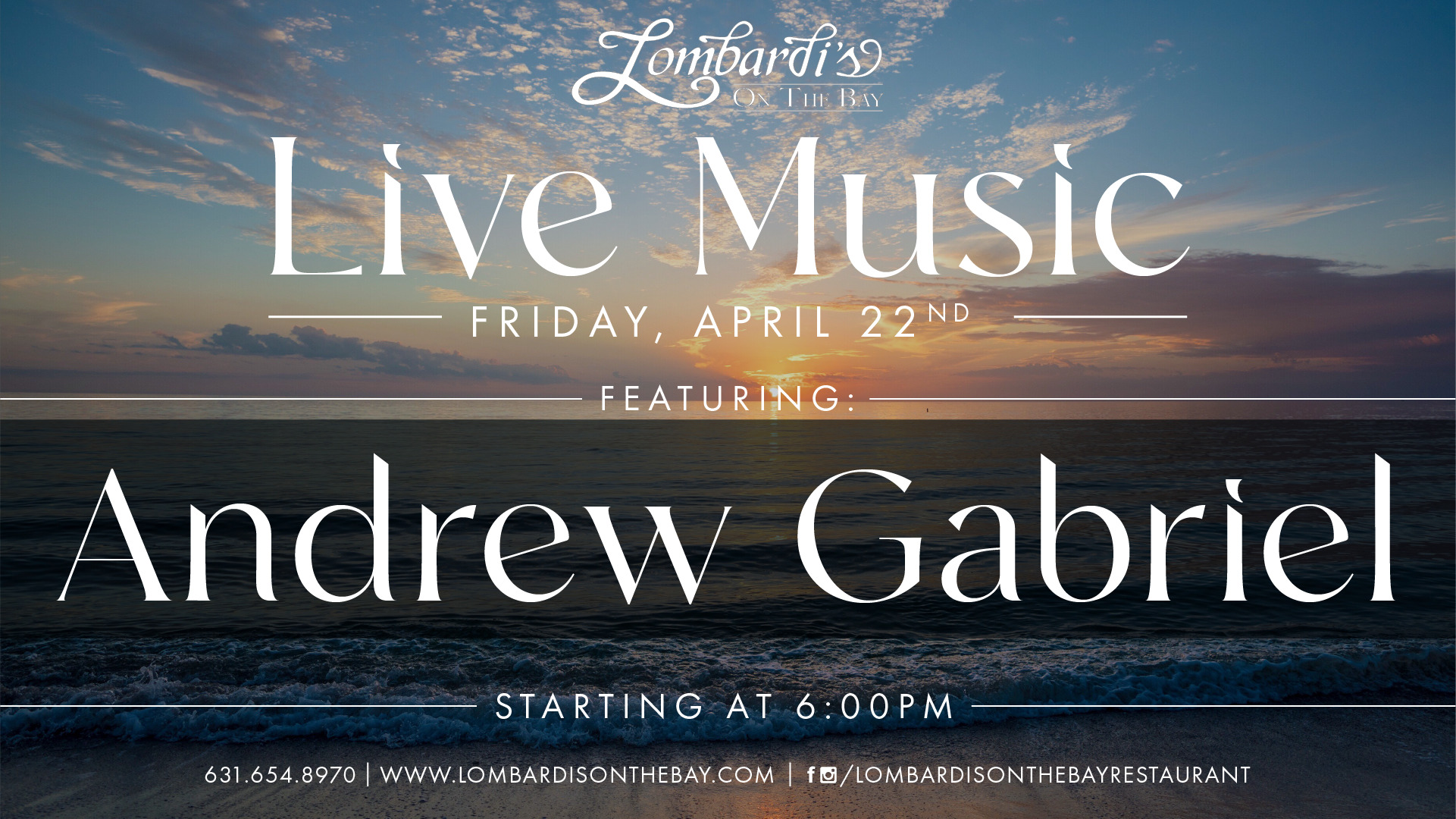 Get the weekend started with the sounds of Andrew Gabriel! Music begins at 6:30PM